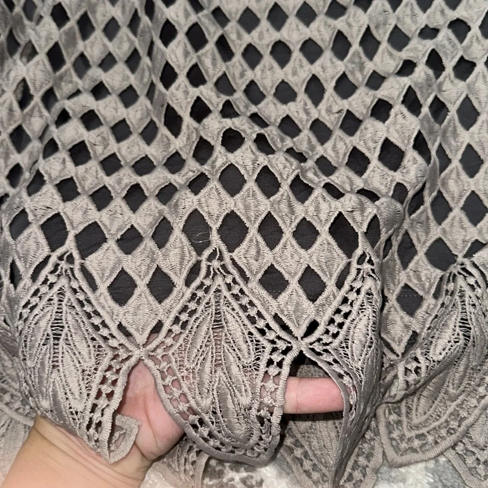 Zara Gray lace knit open sweater
